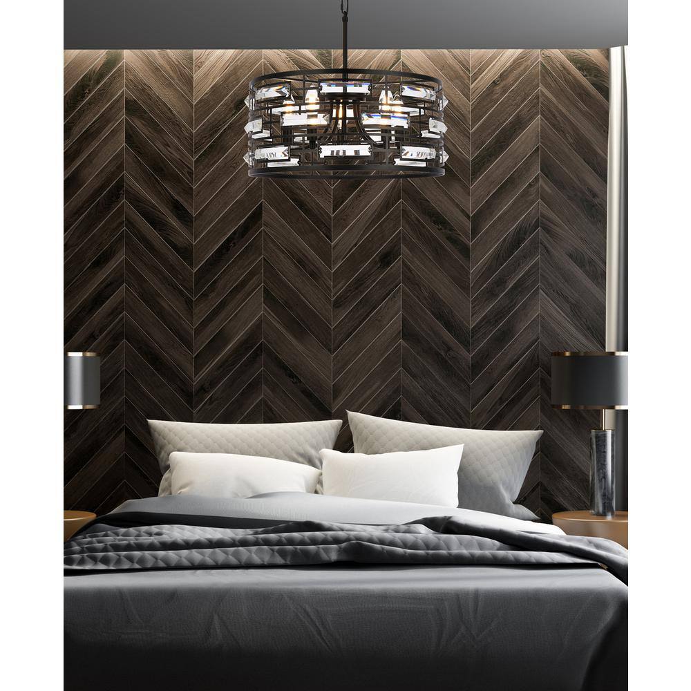 Angle. Elegant Lighting - Kennedy 18.5 inch pendant in black - Black.