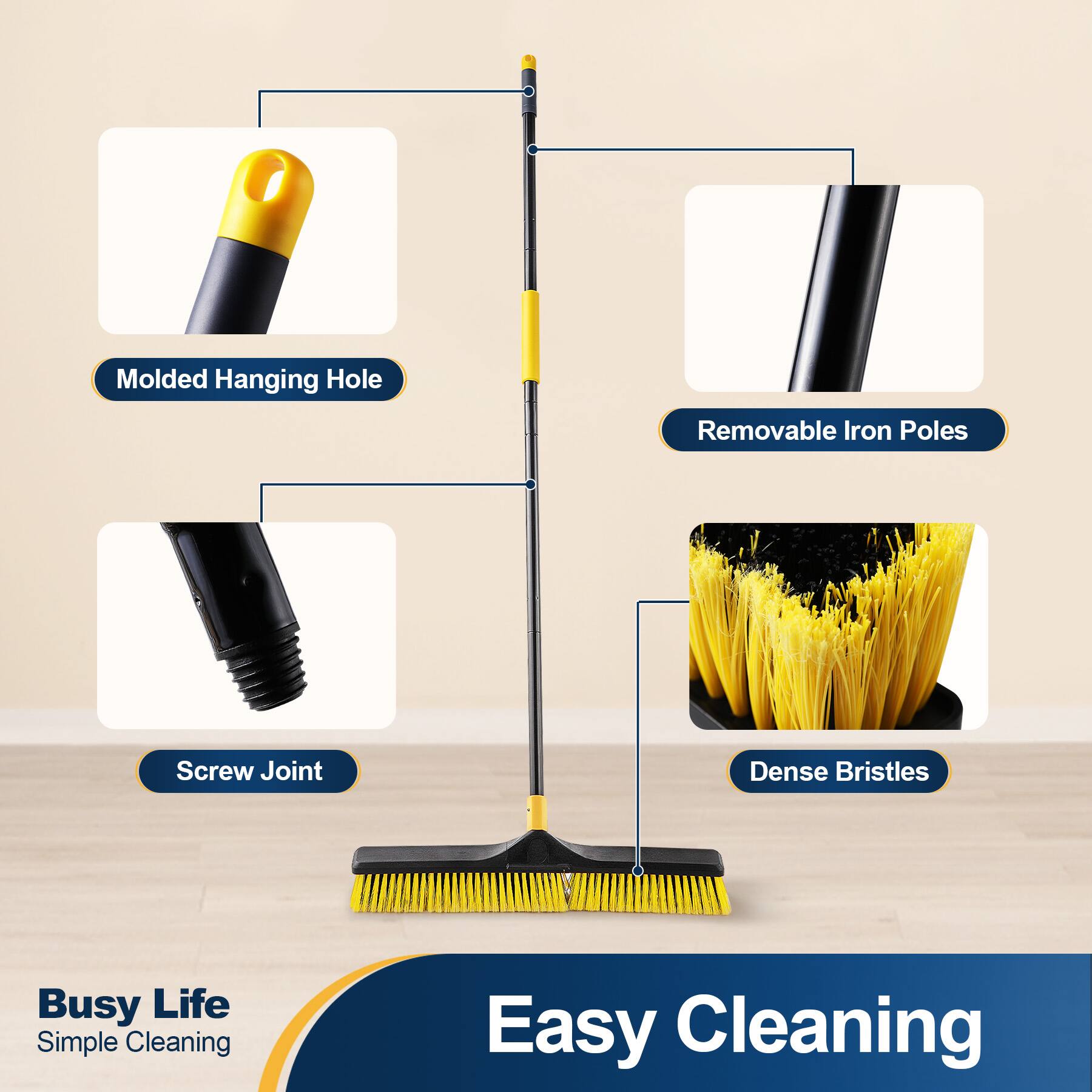 - Molded Hanging Hole
- Removable Iron Poles
- Screw Joint
- Dense Bristles
- Busy Life Simple Cleaning
- Easy Cleaning
