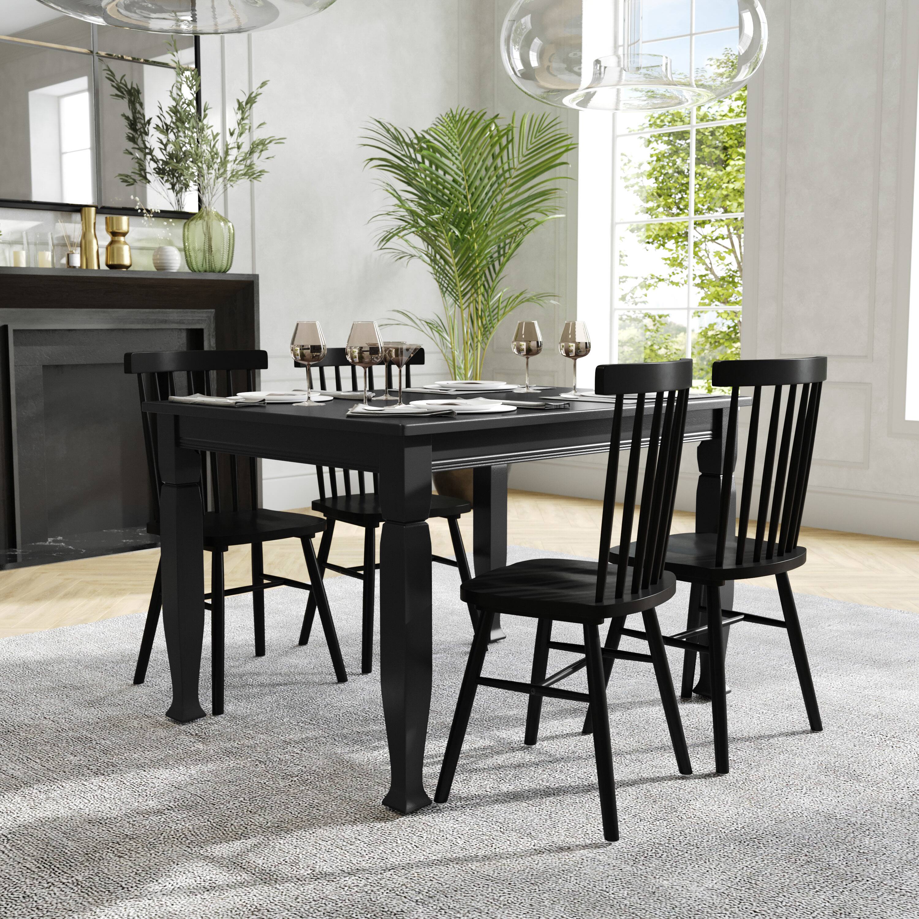 Alt View 2. Flash Furniture - Grace 47" Solid Wood Dining Table with Turned Wooden Legs, Commercial Grade Heavy Duty Rectangle Wood Table for 4, Black - Black.