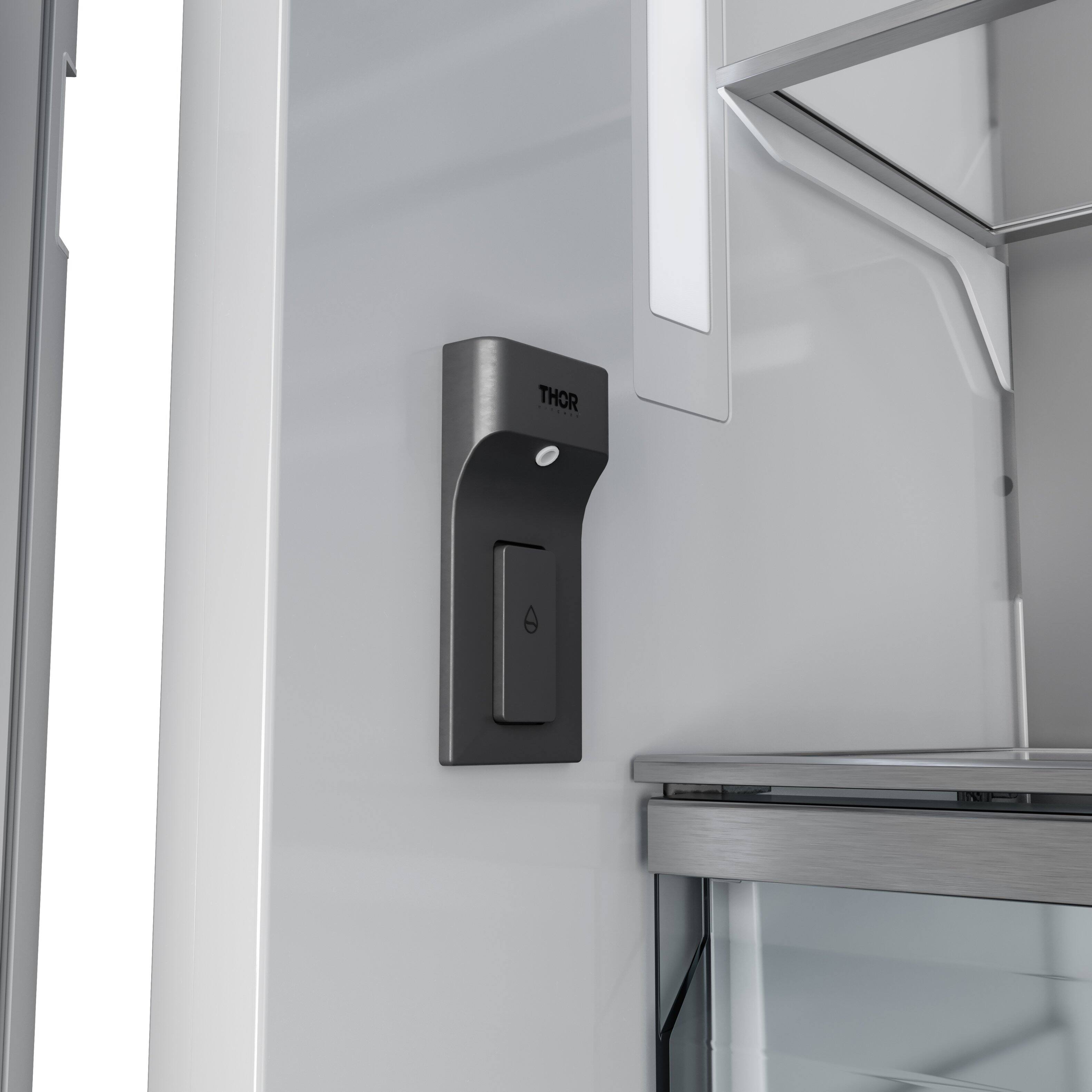 Alt View 5. Thor Kitchen - 19.6-Cu. Ft. Built-In  Panel Ready French Door Refrigerator - White.