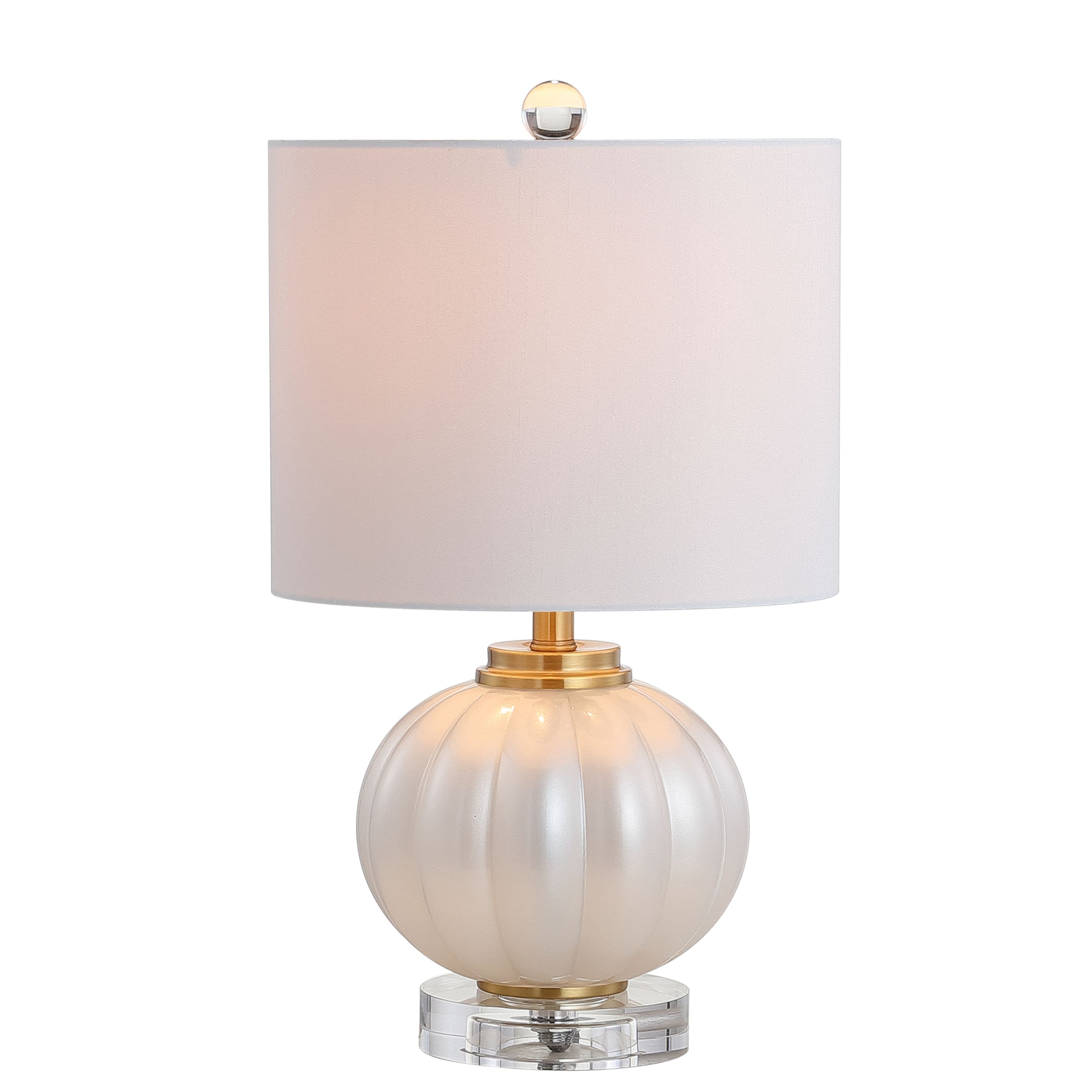 Jonathan Y - Pearl 17.5" Glass/Crystal LED Table Lamp, /Brass Gold - White