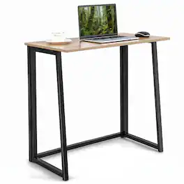 WELLFOR - 31" Small Folding Computer Desk, Laptop PC Work Table Writing Table for Small Spaces, Home Office, Study - Natural