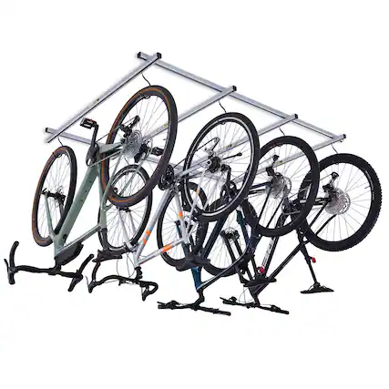 Front. Saris - Cycle Glide Ceiling Bike Rack - 4 Bike Capacity Bike Hanging System for Garage - Grey.