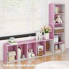 HOMLUX - 5-Tier 52" Engineered Wood Bookcase Standing Bookshelf Storage Organizer Bookshelves for Home Office & Bedroom, Pink - Pink & White