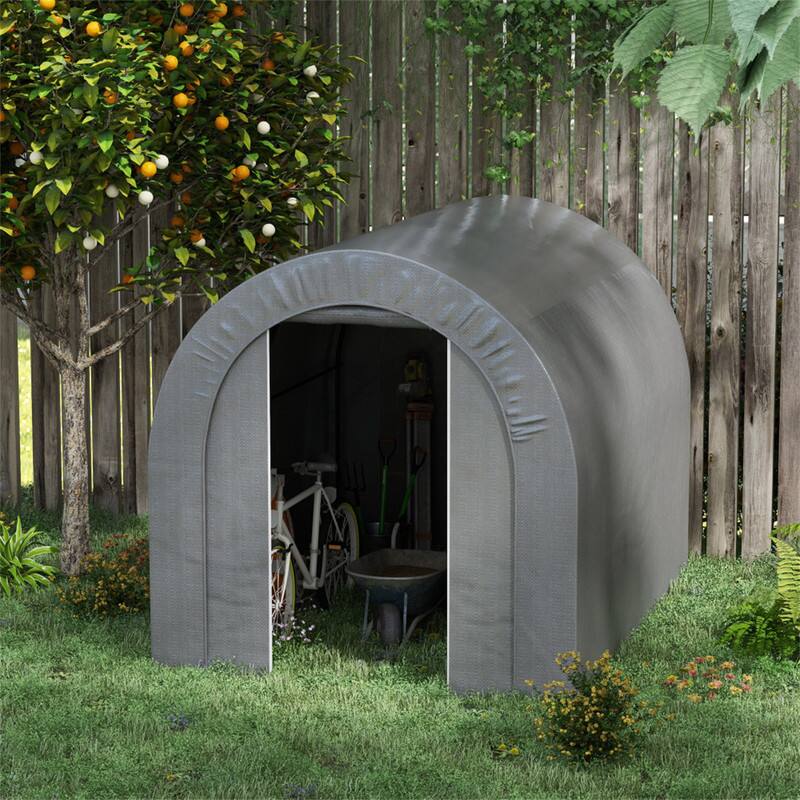 Alt View 1. HTUTWOO - Garden Storage Tent With Galvanized Frame - 6' x 8' Heavy Duty Outdoor Shed, Waterproof Portable Shade Shelter for Tools - Dark Gray.