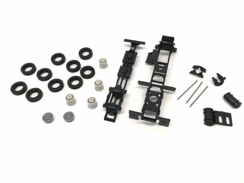 Angle. Promotex - Short Chassis Kit for Kenworth Peterbilt and GMC Cabs 1/87 (HO) Plastic Model by Promotex - Black.