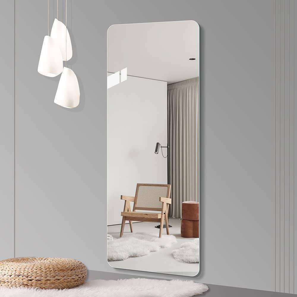 Alt View 2. Boyel Living - 65 by 24 Inch Full Body Round Corner Mirror for Living Room Bedroom Cloakroom Wall Hanging.