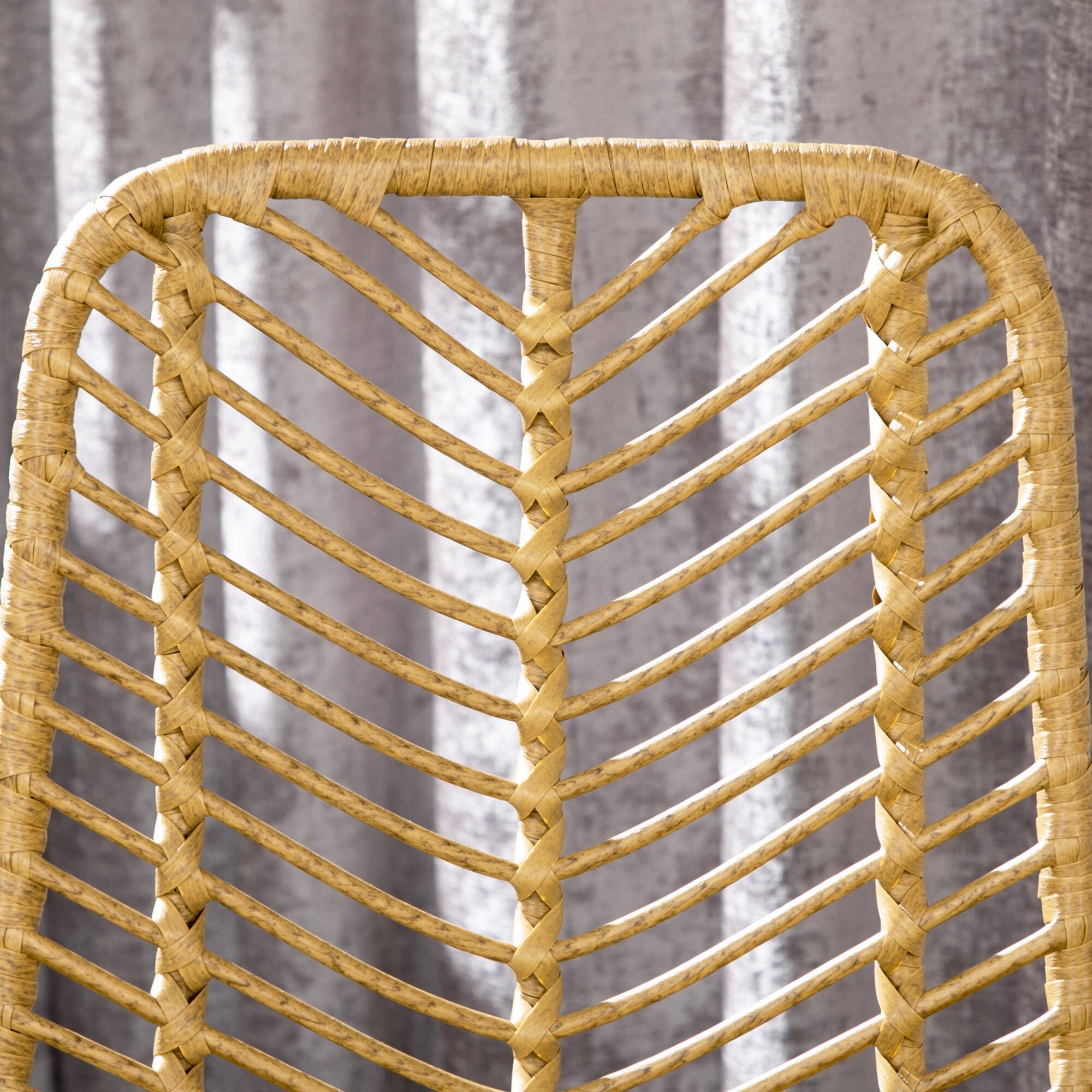 Alt View 8. Homcom - Rattan Bar Stools Set of 4, 26" Counter Height, Boho Kitchen Island Stools - Yellow.