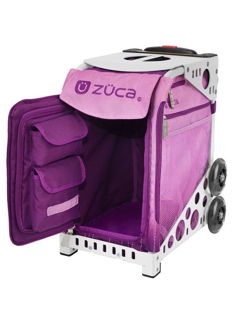 Back. Zuca - Zuca Velvet Rain Sport Bag and White Frame with Flashing Wheels - White.