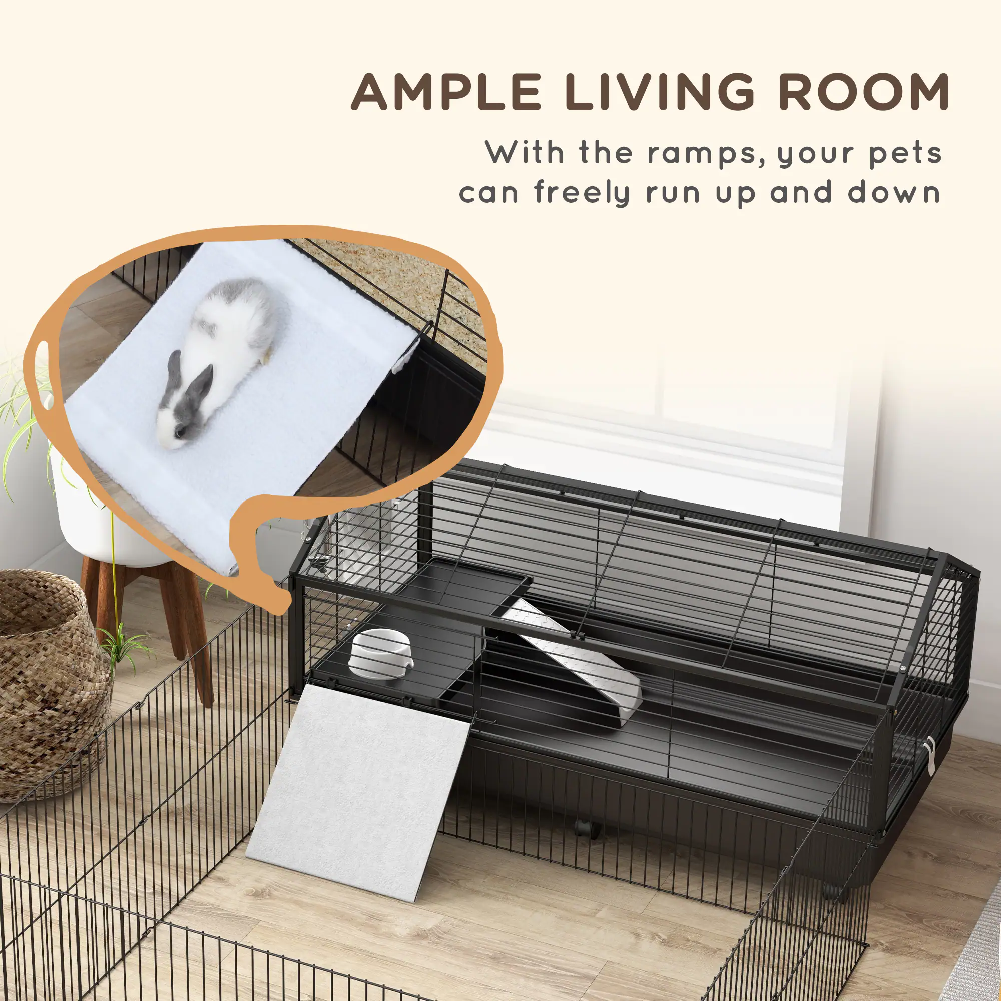AMPLE LIVING ROOM  
With the ramps, your pets can freely run up and down