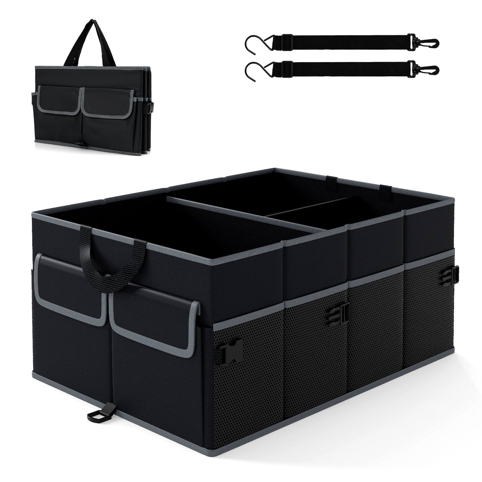 Alt View 9. Gymax - Gymax Car Trunk Organizer 13 Gallon Collapsible Cargo Storage Box w/ Removable Divider - Black.
