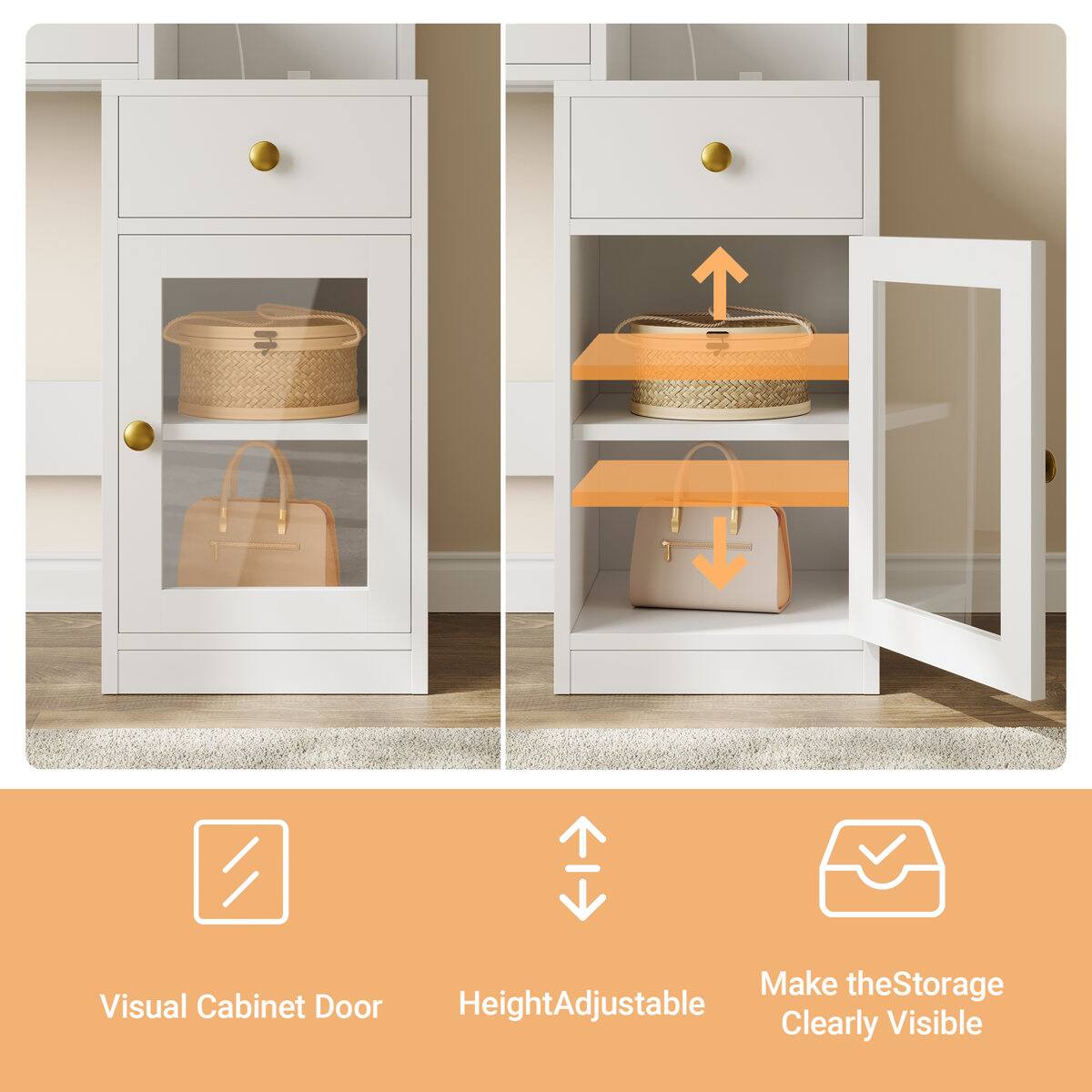 Make the Storage Visual Cabinet Door Height Adjustable Clearly Visible