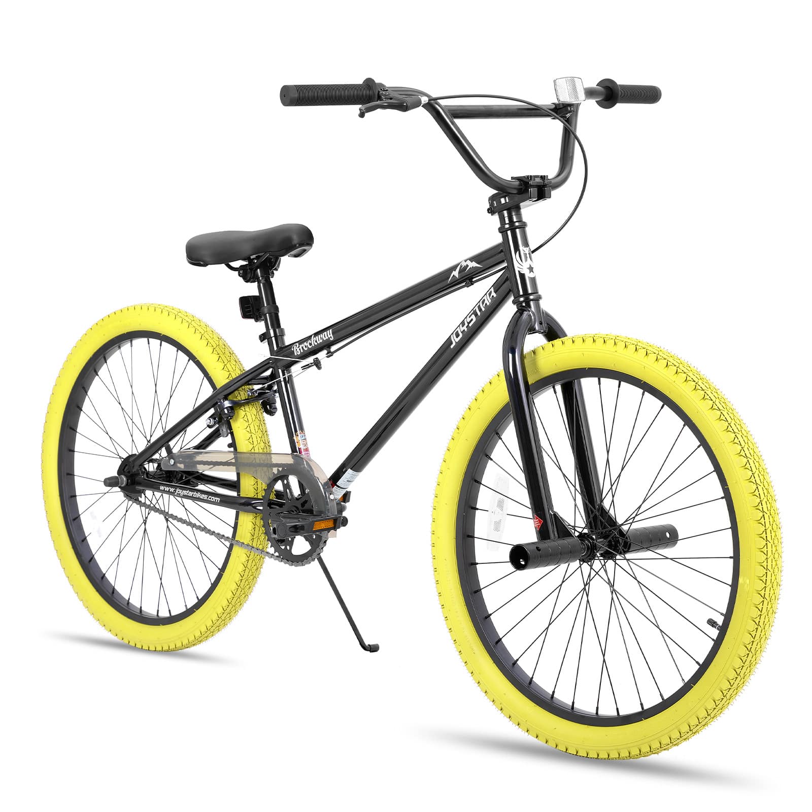JOYSTAR - Brockway Freestyle Kids BMX Bike 24" Kids Bicycles for Ages 9-12, Girls Boys Beginner-Level Riders 2 Pegs - Yellow