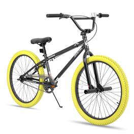 JOYSTAR - Brockway Freestyle Kids BMX Bike 24" Kids Bicycles for Ages 9-12, Girls Boys Beginner-Level Riders 2 Pegs - Yellow