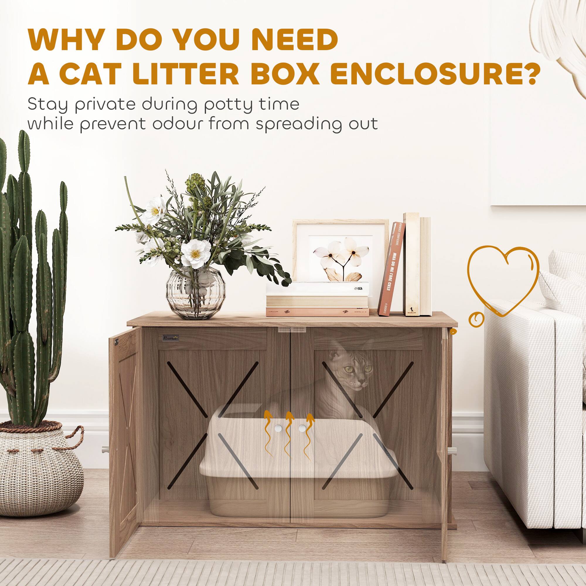 WHY DO YOU NEED A CAT LITTER BOX ENCLOSURE?

Stay private during potty time while prevent odour from spreading out