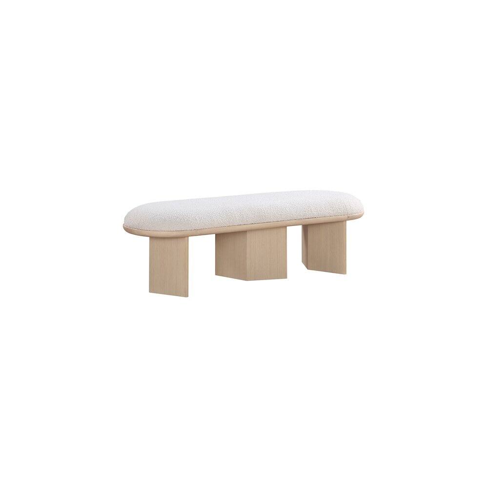 Alt View 2. Meridian Furniture - Wilshire Cream Boucle Fabric Bench - Beige.