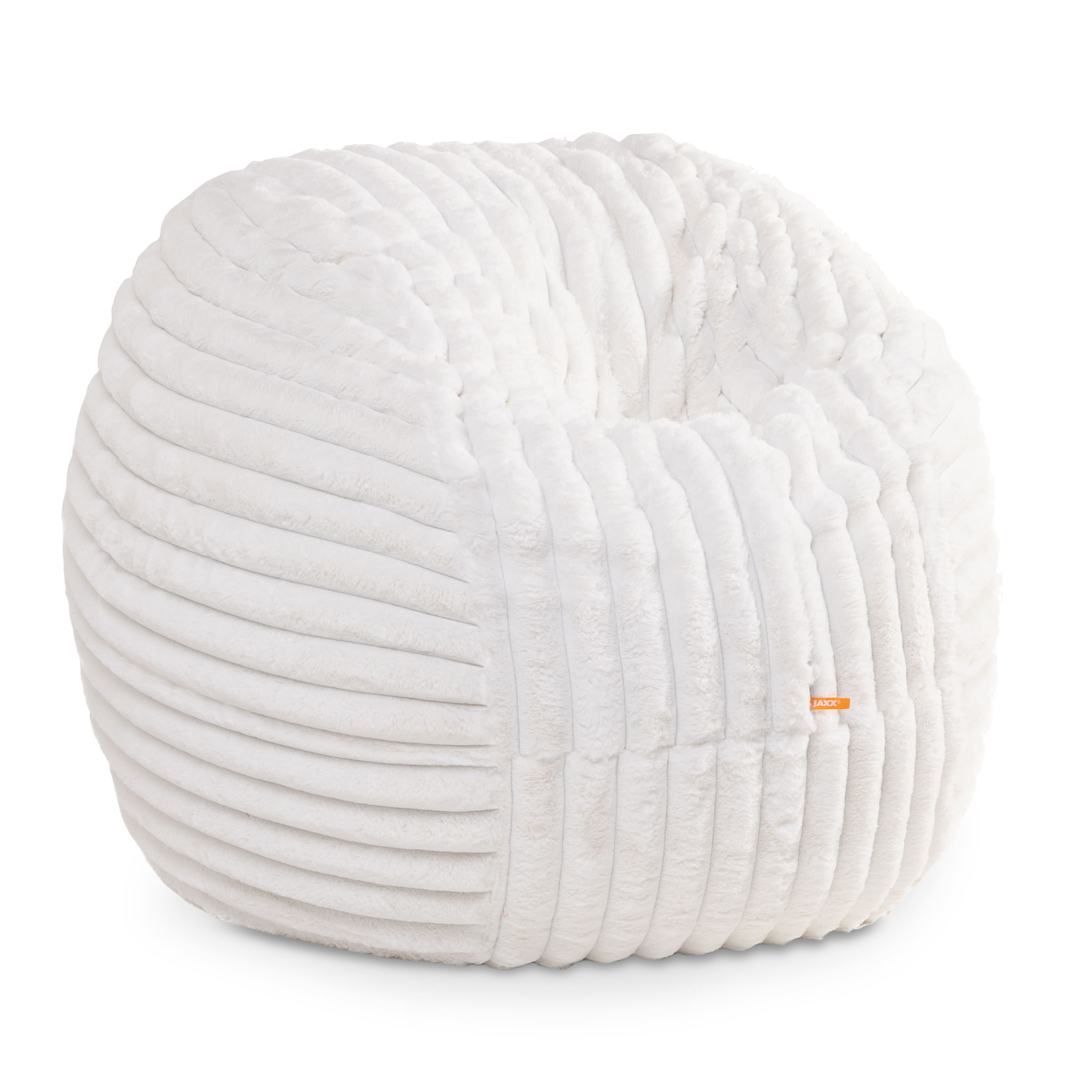 Jaxx - Saxx 4ft - Large Round Bean Bag for Adults - Made in the USA - Luxuriously Soft Plush Faux Fur, Ivory - Faux Fur Ivory
