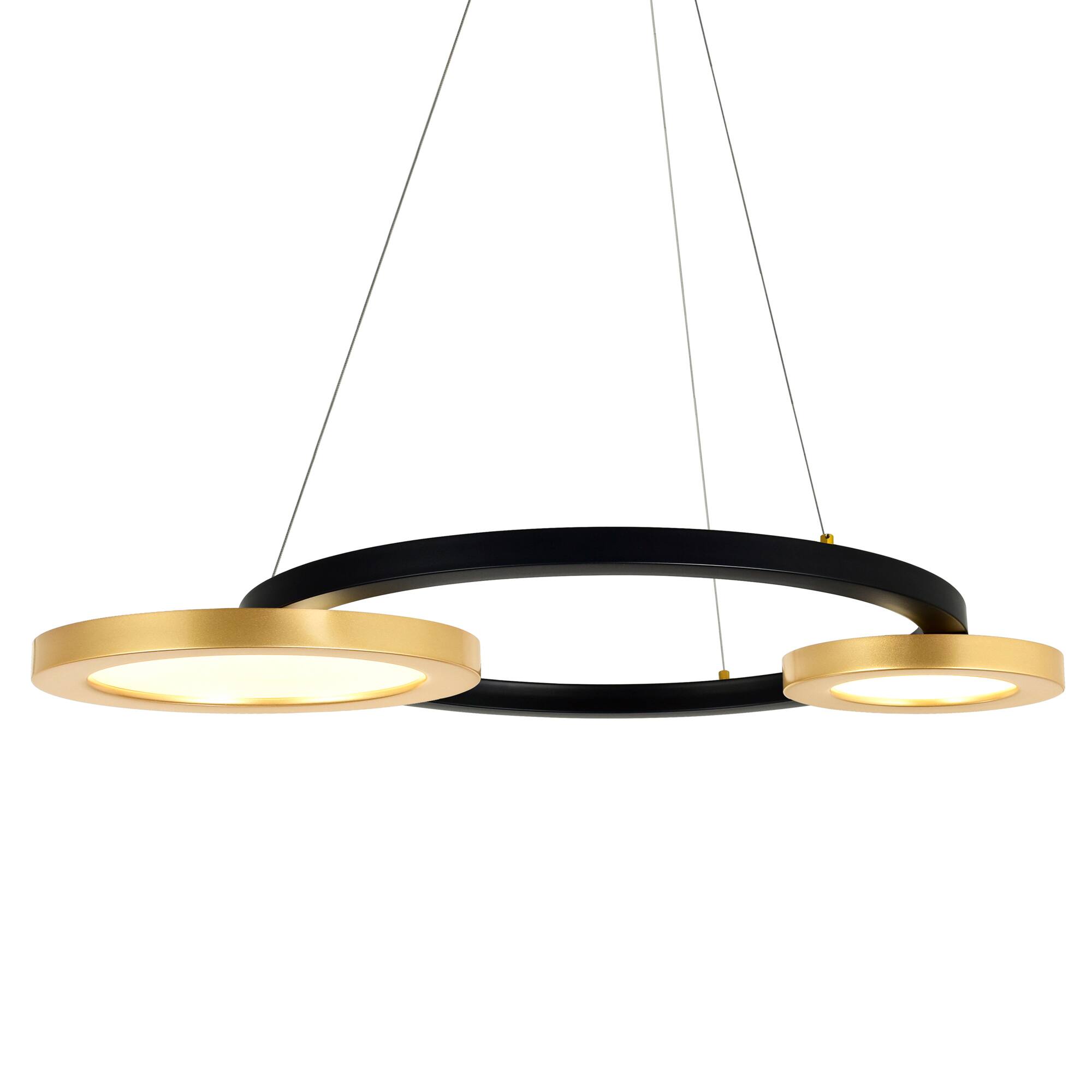 Angle. CWI Lighting - Deux Lunes LED Chandelier With Sun Gold & Black Finish - Sun Gold & Black.