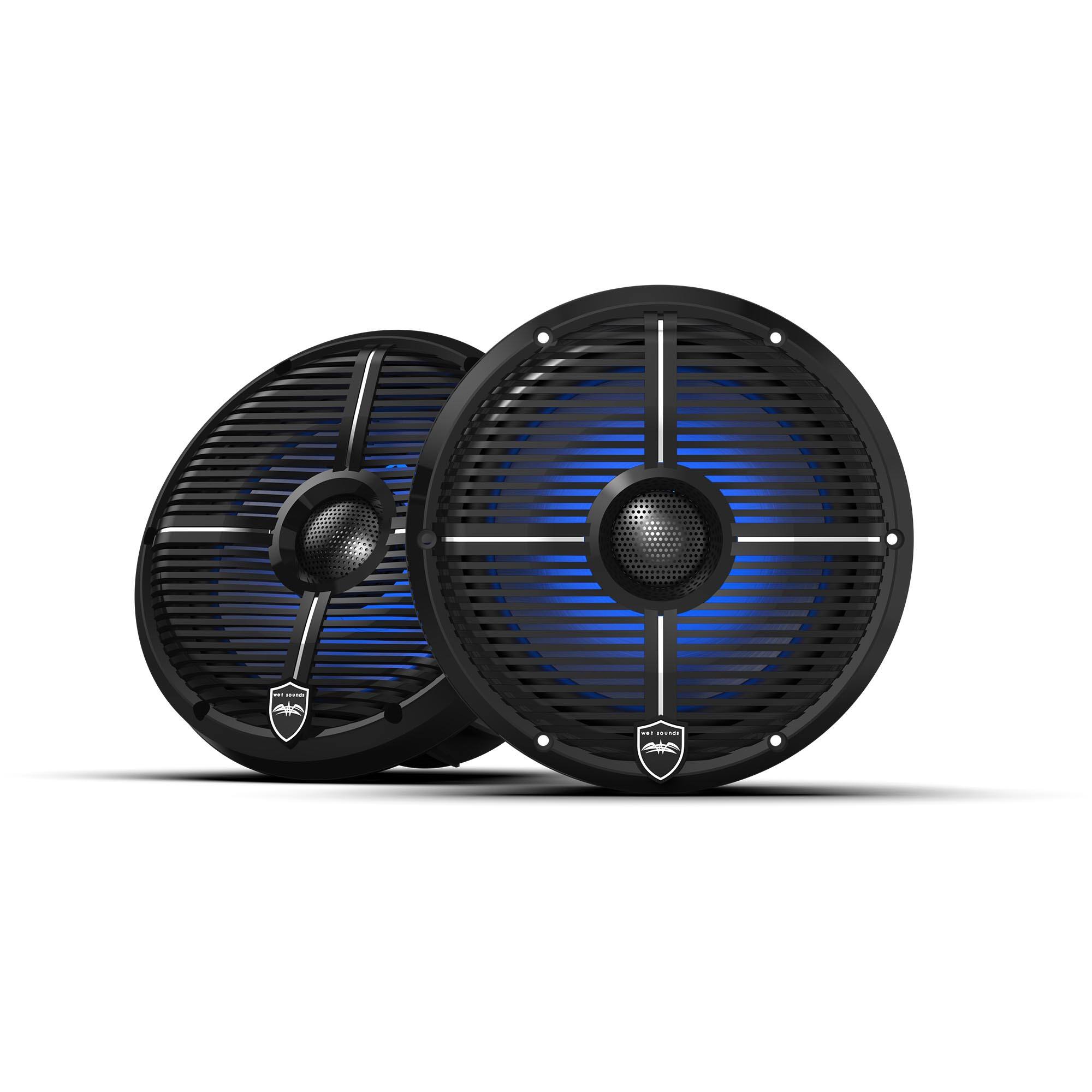 Front. Wet Sounds - Wet Sounds REVO 8 XW-B V3 - Revolution Series 8" RGB LED Marine Coaxial Speakers with Black XW Grilles, Pair - Black/Gray.