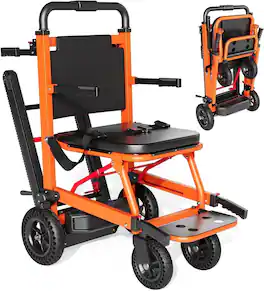 Mirfee - Heavy and Durable Folding Electric Wheelchair 450 lbs Limit - Orange
