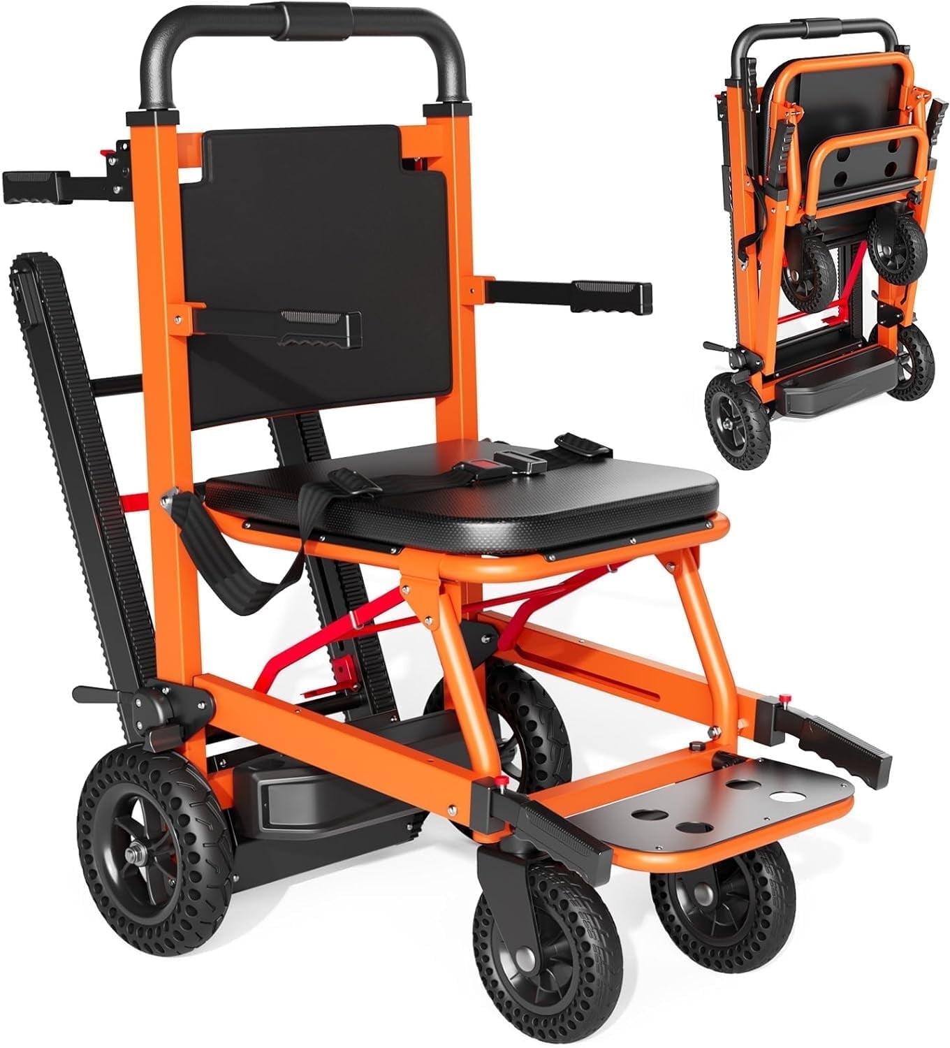 Front. Mirfee - Heavy and Durable Folding Electric Wheelchair 450 lbs Limit - Orange.