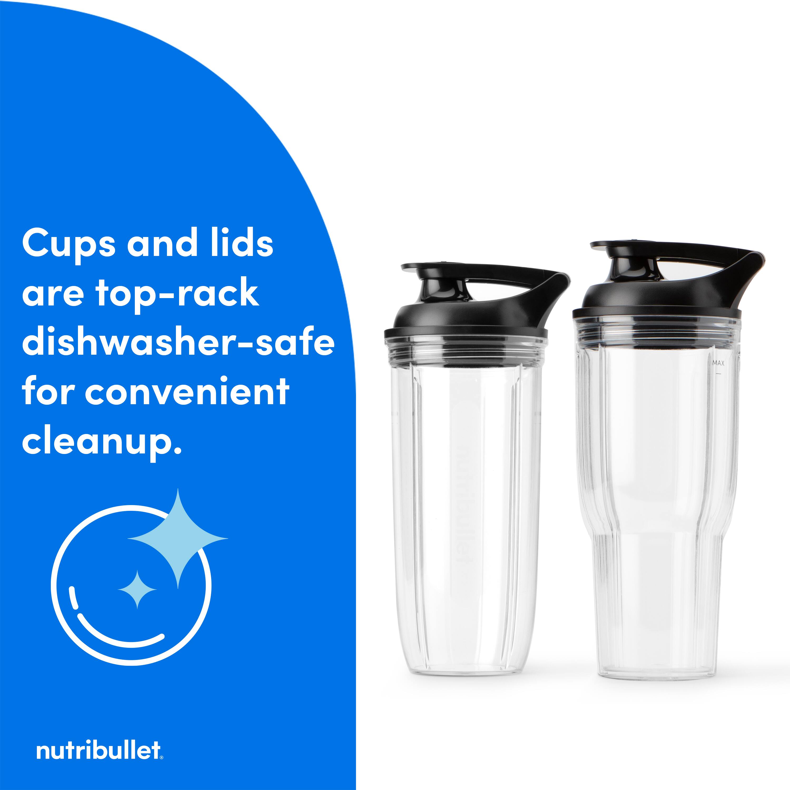Cups and lids are top-rack dishwasher-safe for convenient cleanup.  
nutribullet.