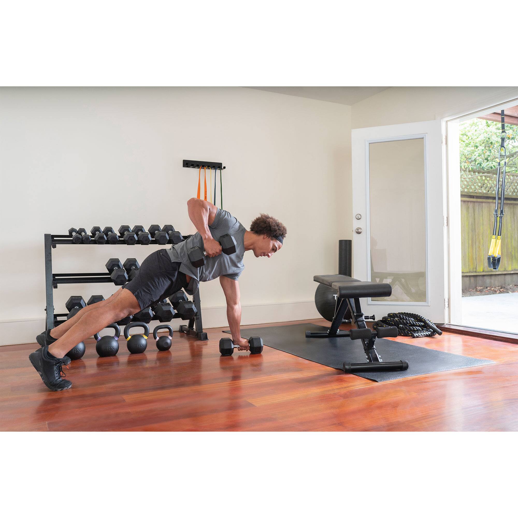 Alt View 2. TRX - TRX Hex Rubber 40 Pound Dumbbell Weight Strength Training Workout Equipment - Black.