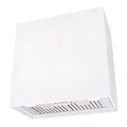 Front. Akicon - Akicon 30" Stainless Steel Range Hood, Modern Box Kitchen Hood with Powerful Vent Motor, Wall Mount, in White - White.