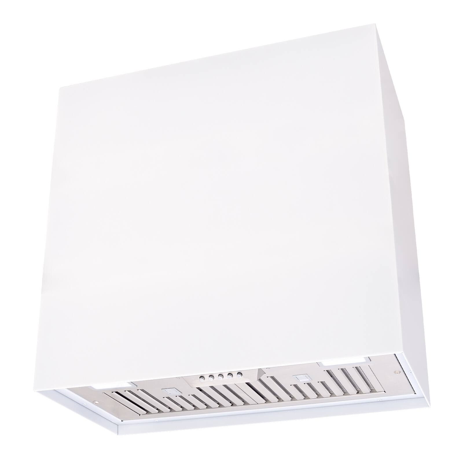 Front. Akicon - Akicon 30" Stainless Steel Range Hood, Modern Box Kitchen Hood with Powerful Vent Motor, Wall Mount, in White - White.