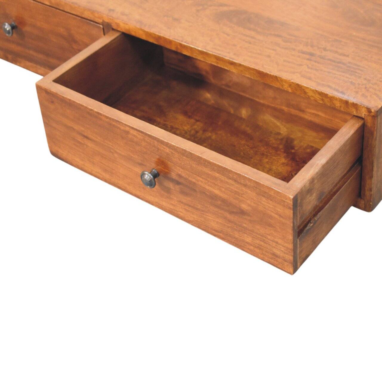 Alt View 4. Artisan Furniture - Artisan Furniture Solid Wood Lunar 2 Drawer Chestnut Wall Mounted Console, 2 Drawers, Dark Brown - Dark Brown.