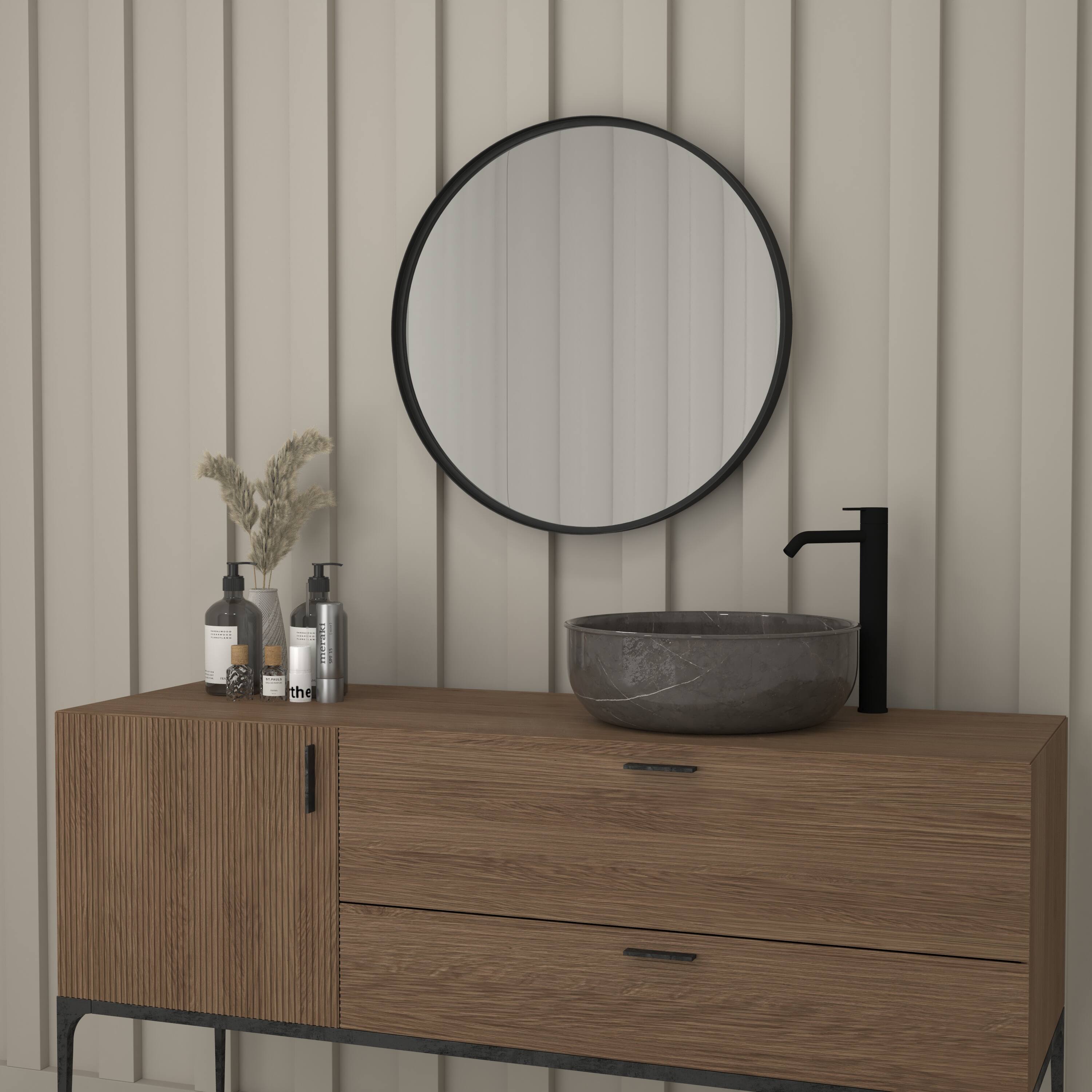 Alt View 3. Emma + Oliver - Edirne Wall Mirror with Metal Frame and Silver Backed Glass for Clarity for Entryways, Bathrooms & More - Black.