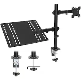 Mount-It! - Full Motion Laptop & Monitor Desk Mount for Up to 17″ Laptop & Up to 32″ Monitor - Black