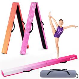 Hurtle - Foldable Balance Beam for Kids & Toddlers, Non-Slip Gymnastics Training Equipment with Carry Bag for Home - Purple