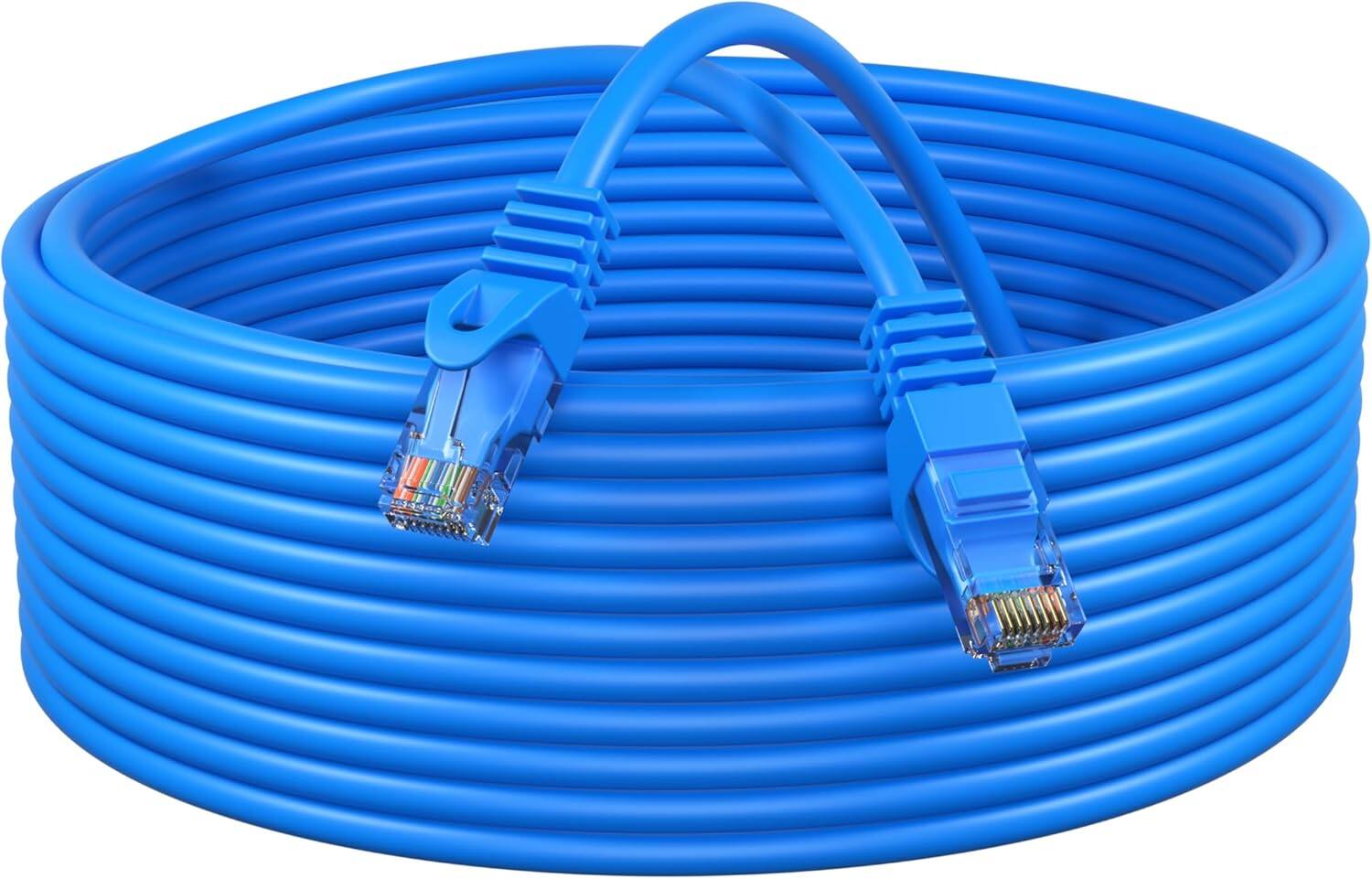 Left. Cables Direct Online - Cat6 Ethernet Cable 75FT 550Mhz UTP Patch Cord LAN Wire for PC Laptop Router Modem TV Console - Blue.