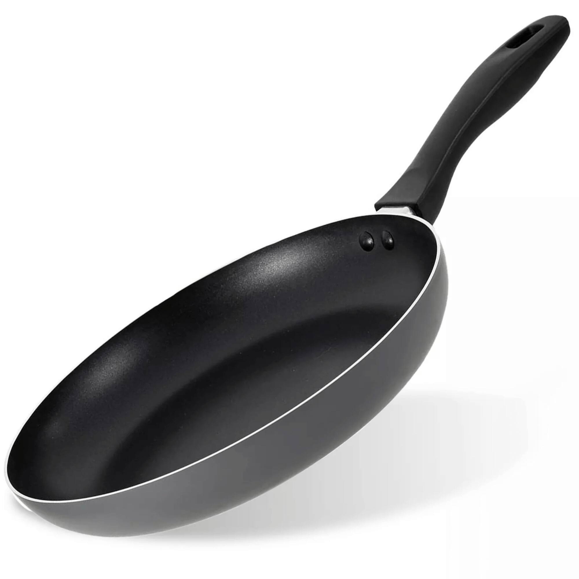 Alt View 1. Alpine Cuisine - Non-Stick 3-Piece Aluminum Fry Pan Set - Black.