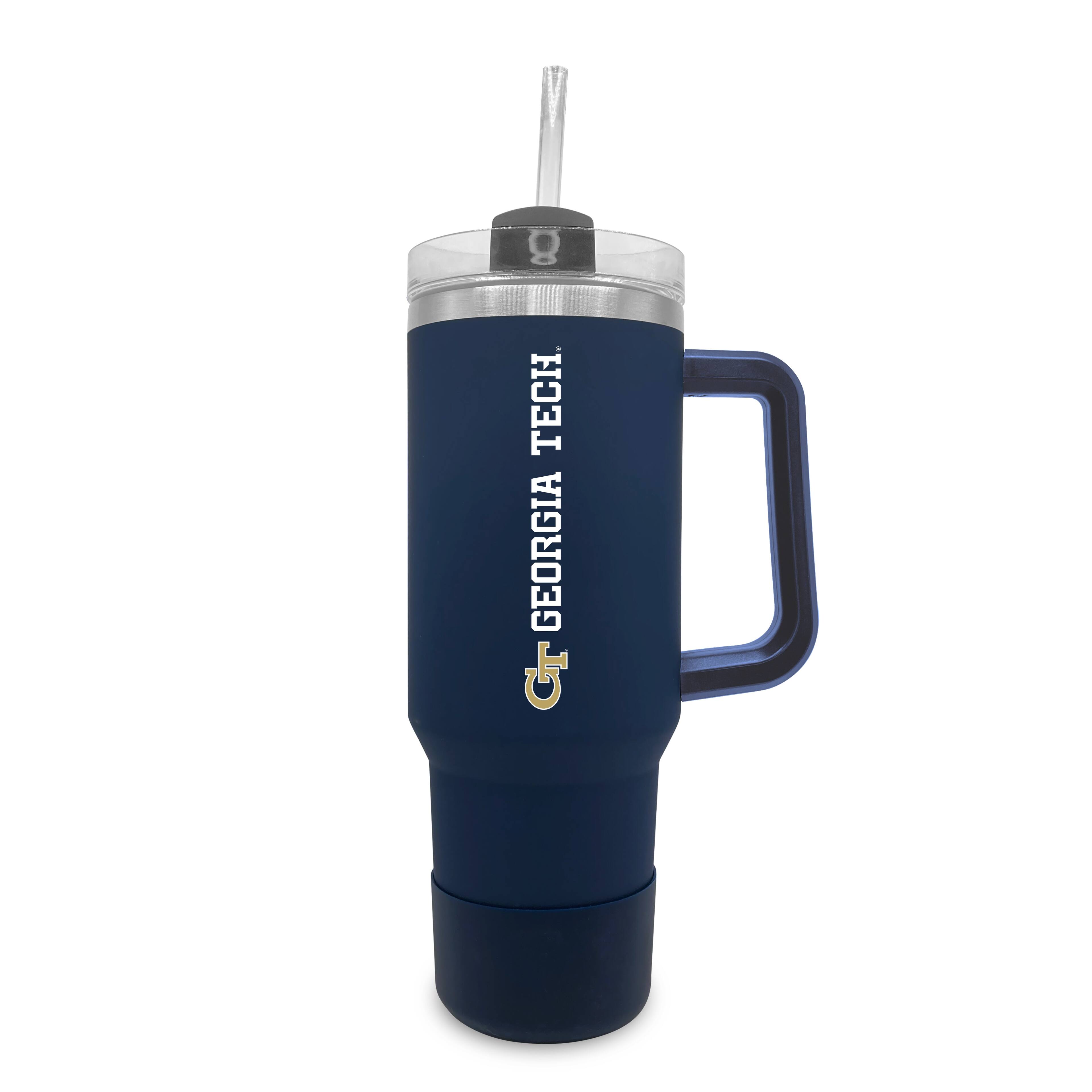 The Fanatic Group - Georgia Tech Yellow Jackets 40oz. Stainless Tumbler with Handle & Removable Straw - Navy