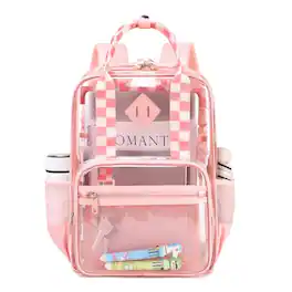 DAKIMOE Clear PVC Bookbag, Heavy Duty Transparent Backpack for Kids, Stadium Approved DAKIMOE Clear PVC Bookbag, Heavy Duty Transparent Backpack for Kids, Stadium Approved