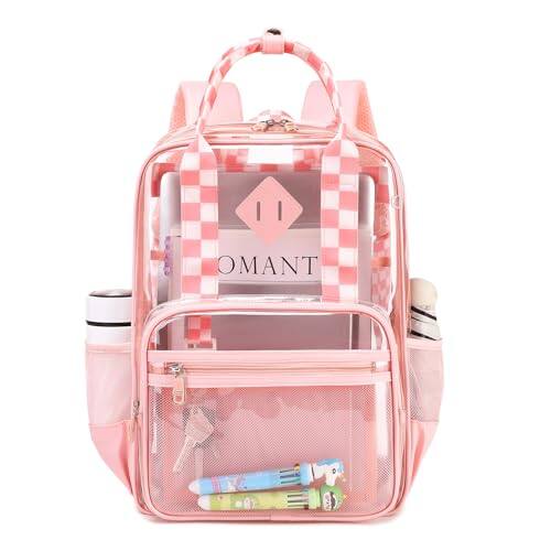 DAKIMOE Clear PVC Bookbag, Heavy Duty Transparent Backpack for Kids, Stadium Approved