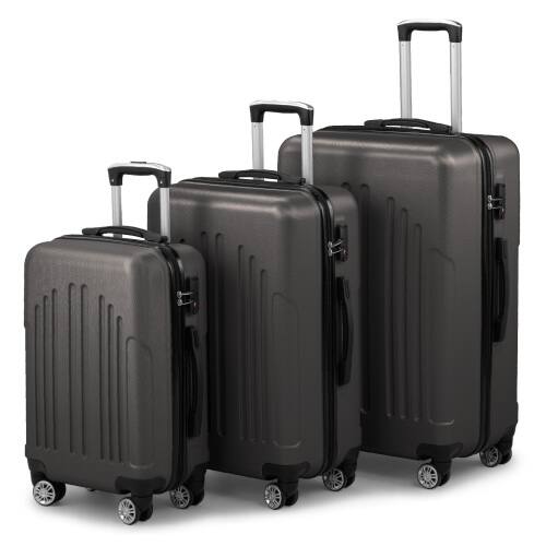 Alt View 2. Winado - 20"24"28" Trolley Case 3-Piece ABS Hardside Luggage Suitcase Set with Spinner Wheels & TSA Lock for Travel Business - Dark Gray.