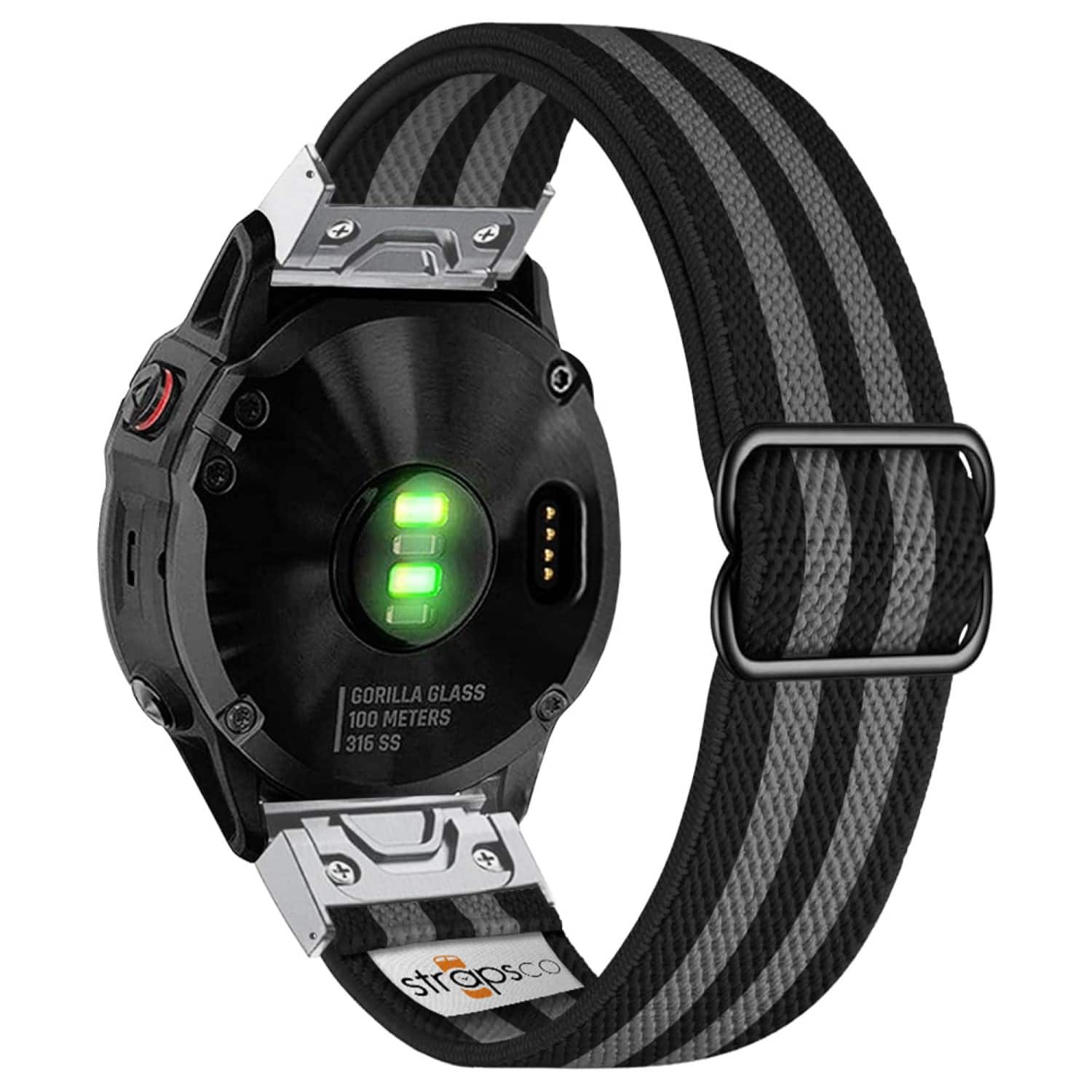 StrapsCo - Nylon Stretch Band QuickFit 22 Watch Strap For Garmin Epix Gen 2 - Bond (Silver Adapter)