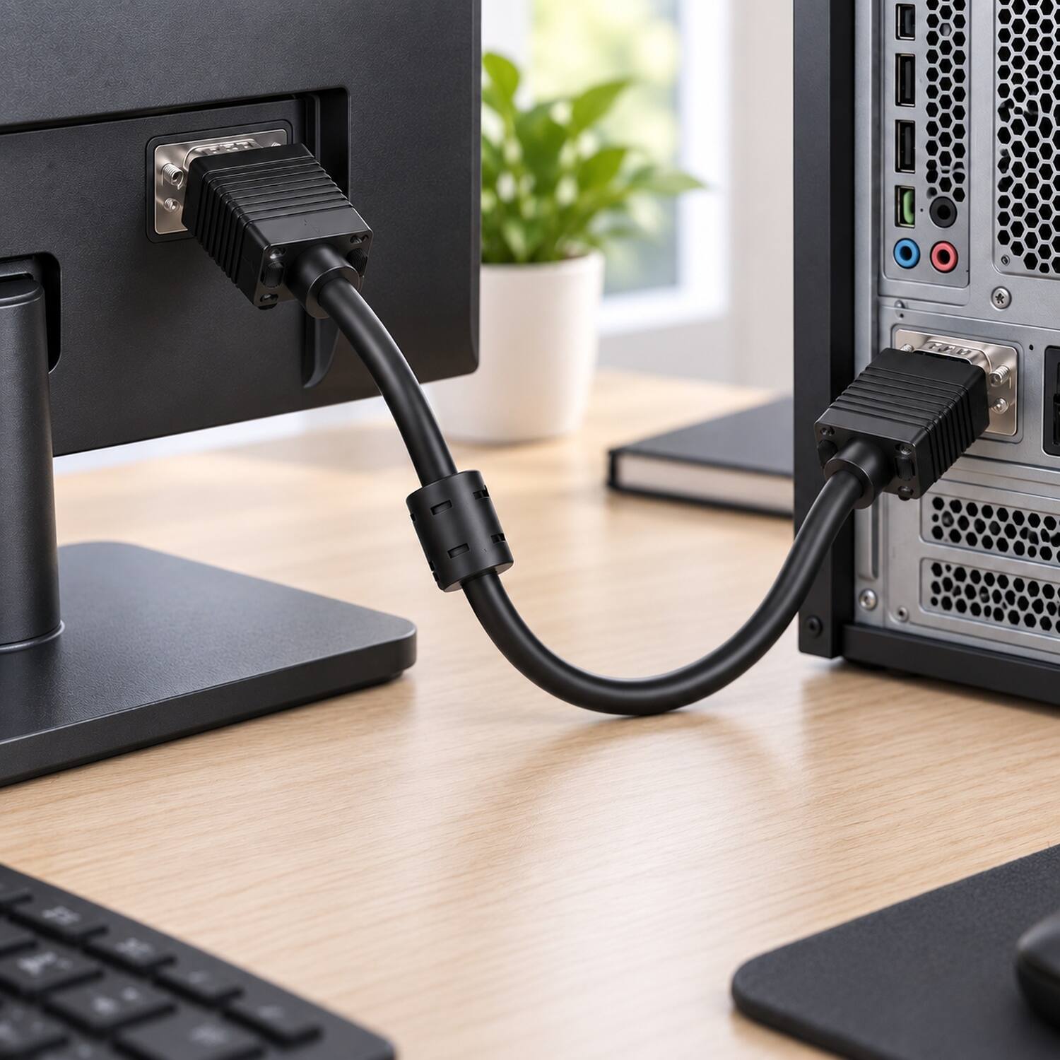 Back. Sanoxy - 35ft SVGA HD15 M/M Monitor Cable with Ferrites - Black.