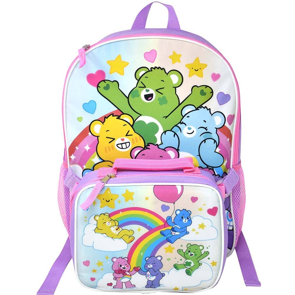Care Bears - Girls Care Bear 16" Backpack for School with Rectangular Lunch Bag, for Kids - Assorted Pre-Pack