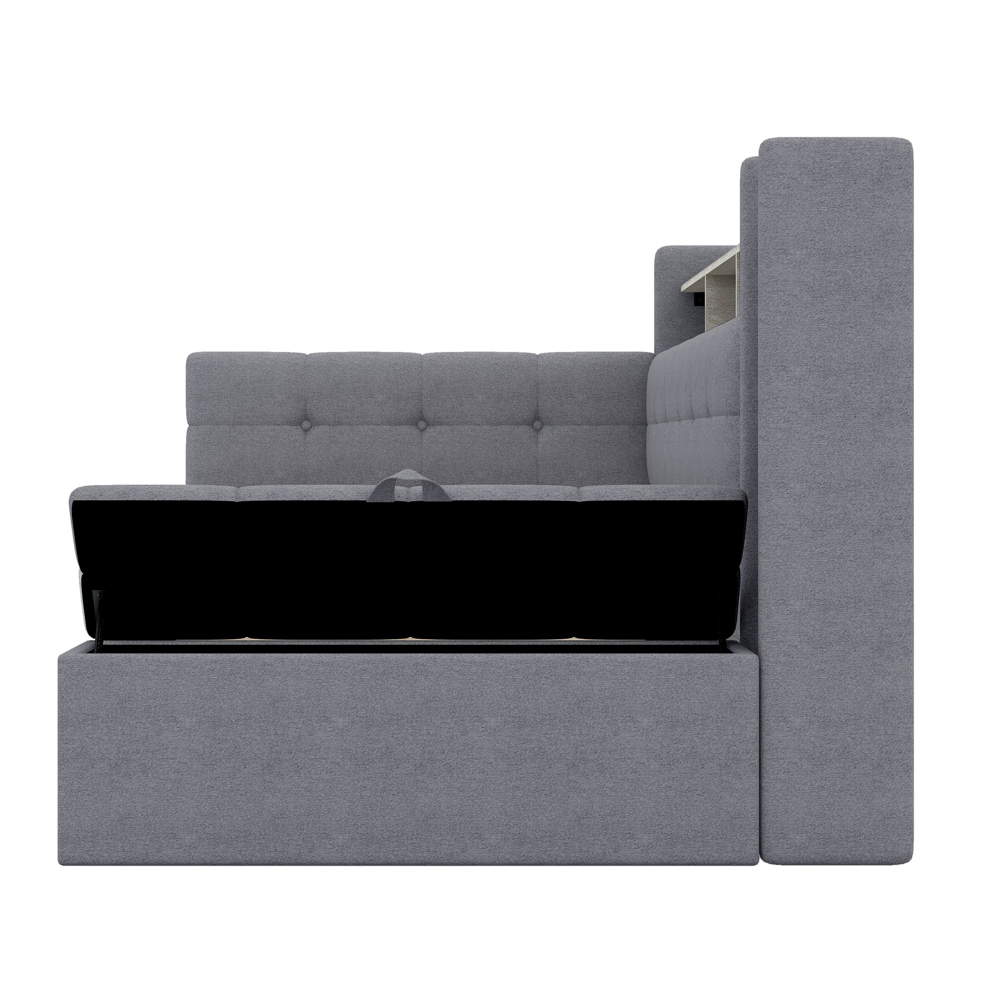 Alt View 2. Whisen - Upholstered Daybed with Storage Drawers, LED Light, USB Ports & Footstool - Gray.