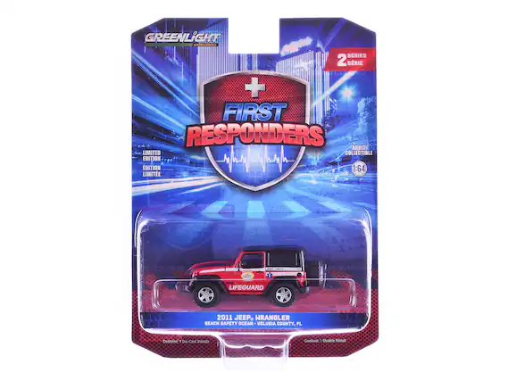 GREENLiGHT Collectibles
FIRST RESPONDERS
SERIES 2
ADULT COLLECTIBLE
1:64
LIMITED EDITION
EDITION LIMITÉE
EDITION LIMITÉE
2011 JEEP® WRANGLER
BEACH SAFETY OCEAN - VOLUSIA COUNTY, FL
Contains: 1 Die-Cast Vehicle
Contient: 1 Modèle Réduit
LIFEGUARD
EDIT 129214