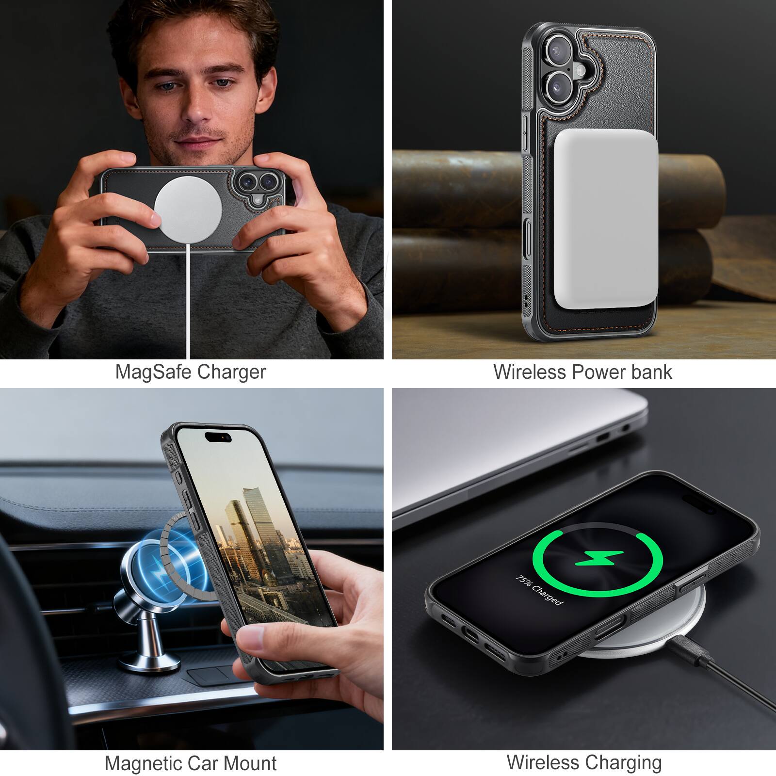 - MagSafe Charger
- Wireless Power Bank
- Magnetic Car Mount
- Wireless Charging