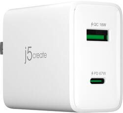 j5create - 67W GaN USB-C® 2-Port Charger - White - Front_Zoom