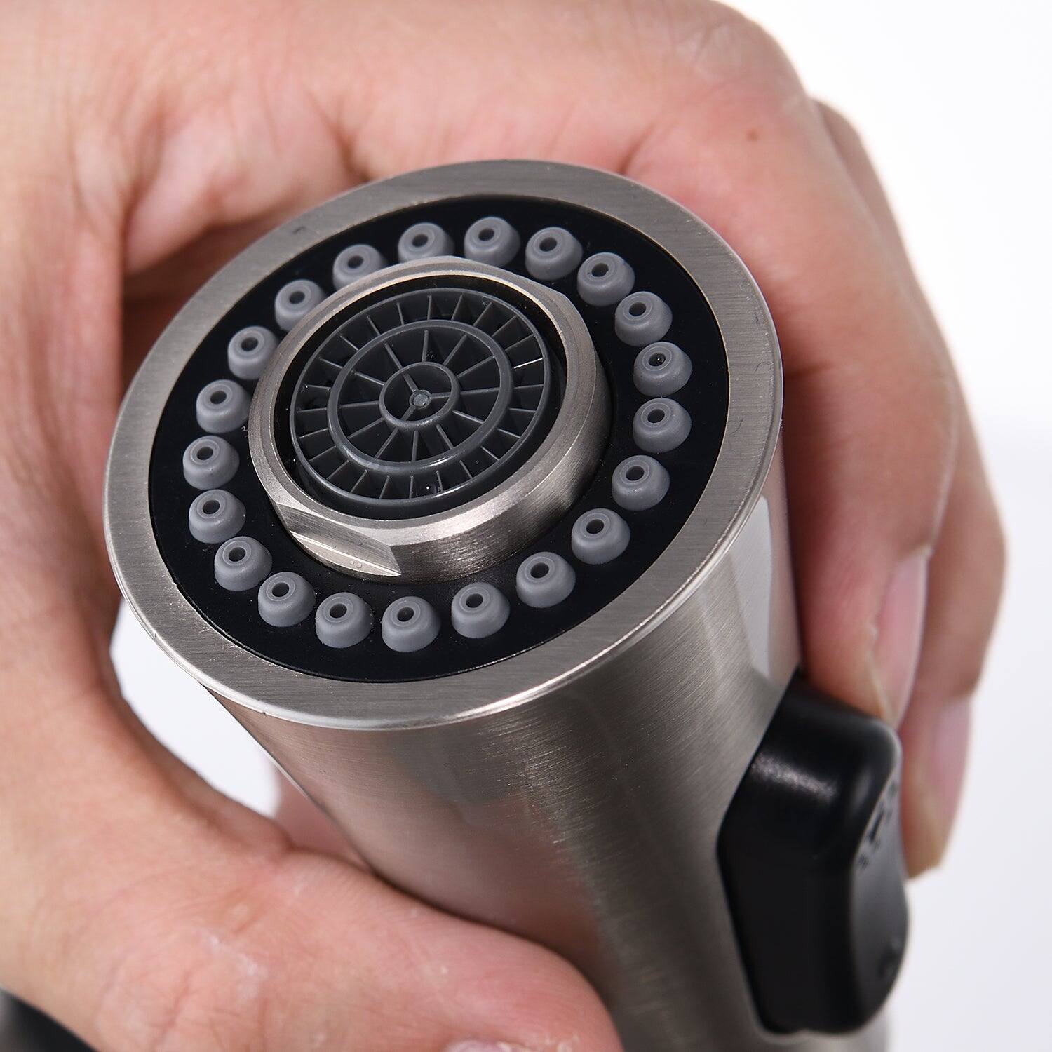 Alt View 4. Boyel Living - Spring Single Handle Pull Down Sprayer Kitchen Faucet with Spring Coil Arm in Brushed Nickel - Brushed Nickel.