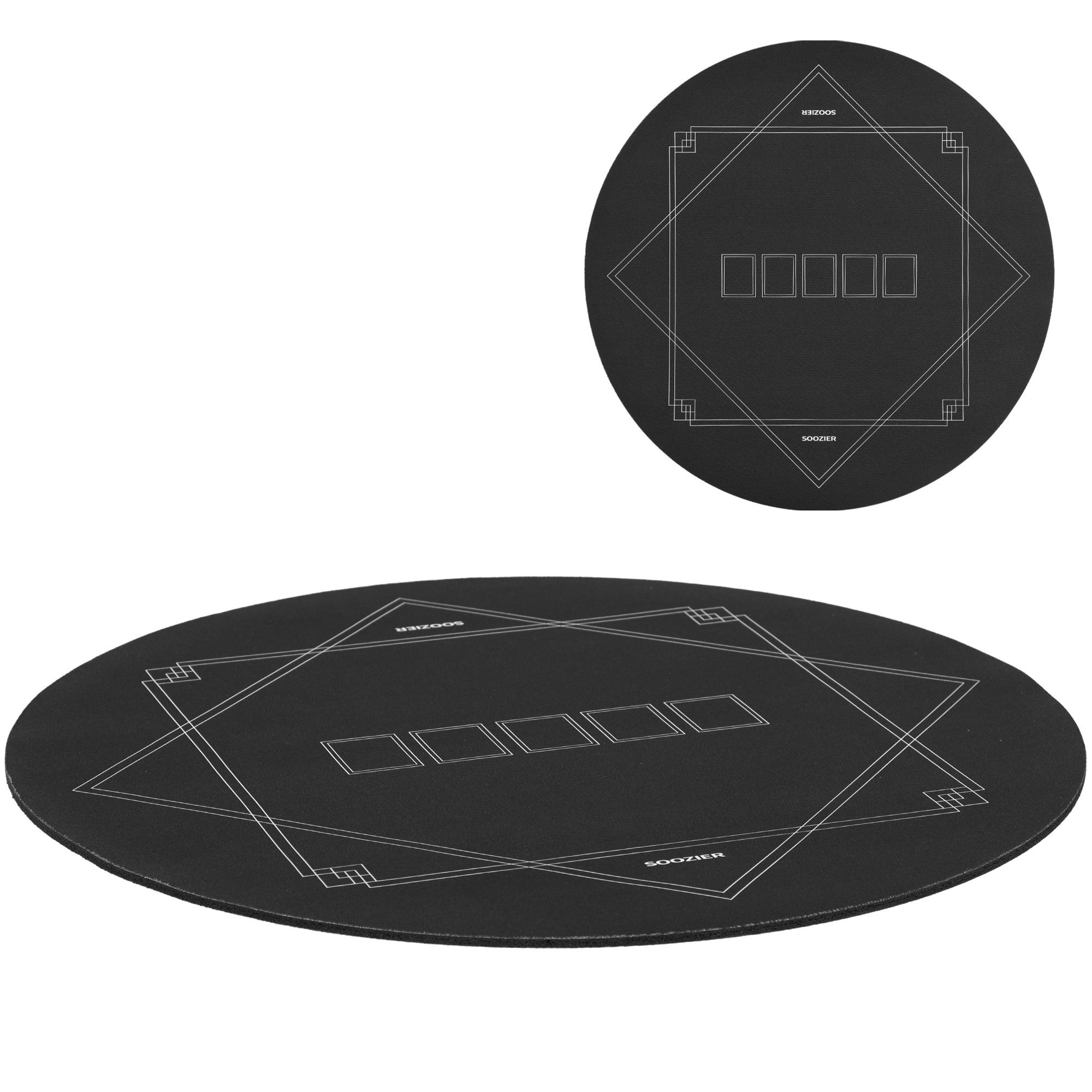 Soozier - 24 inch Round Poker Mat, Texas Hold'em Non-Slip Rubber Poker Table Top