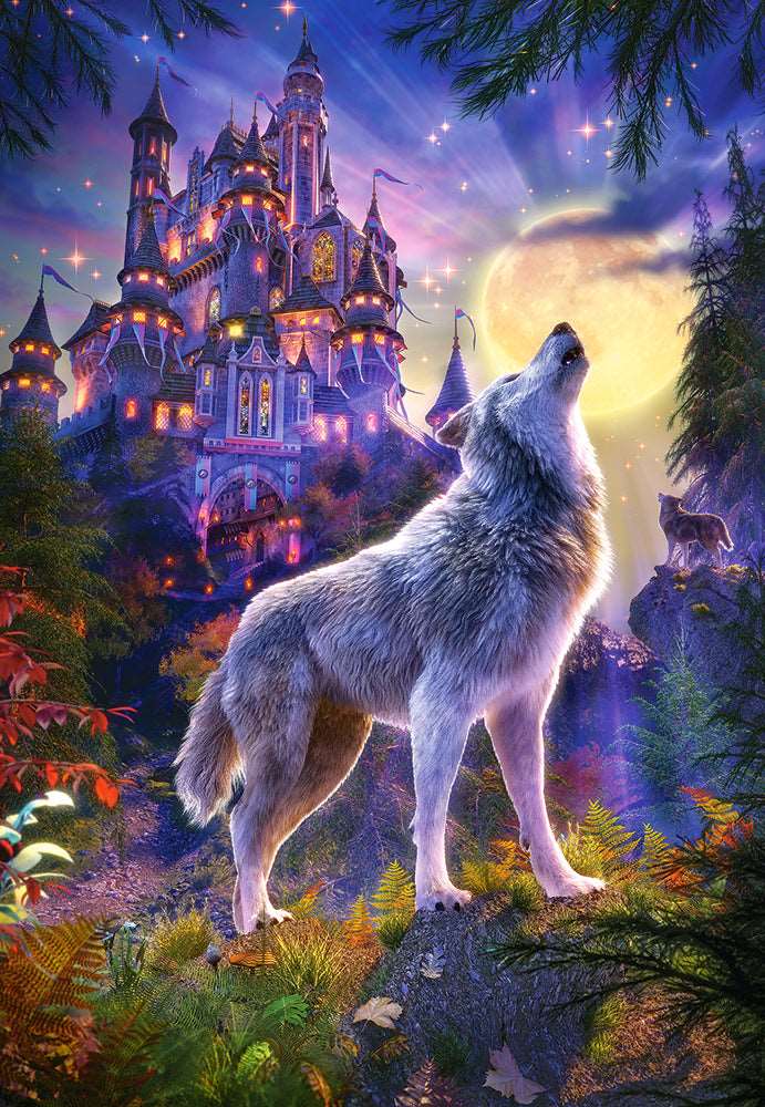 Angle. Castorland - CASTORLAND 1000 Piece Jigsaw Puzzle, Wolf Castle, Fantasy Puzzle, Castle at night, Adult Puzzle, Castorland C-104178-2 - Red.