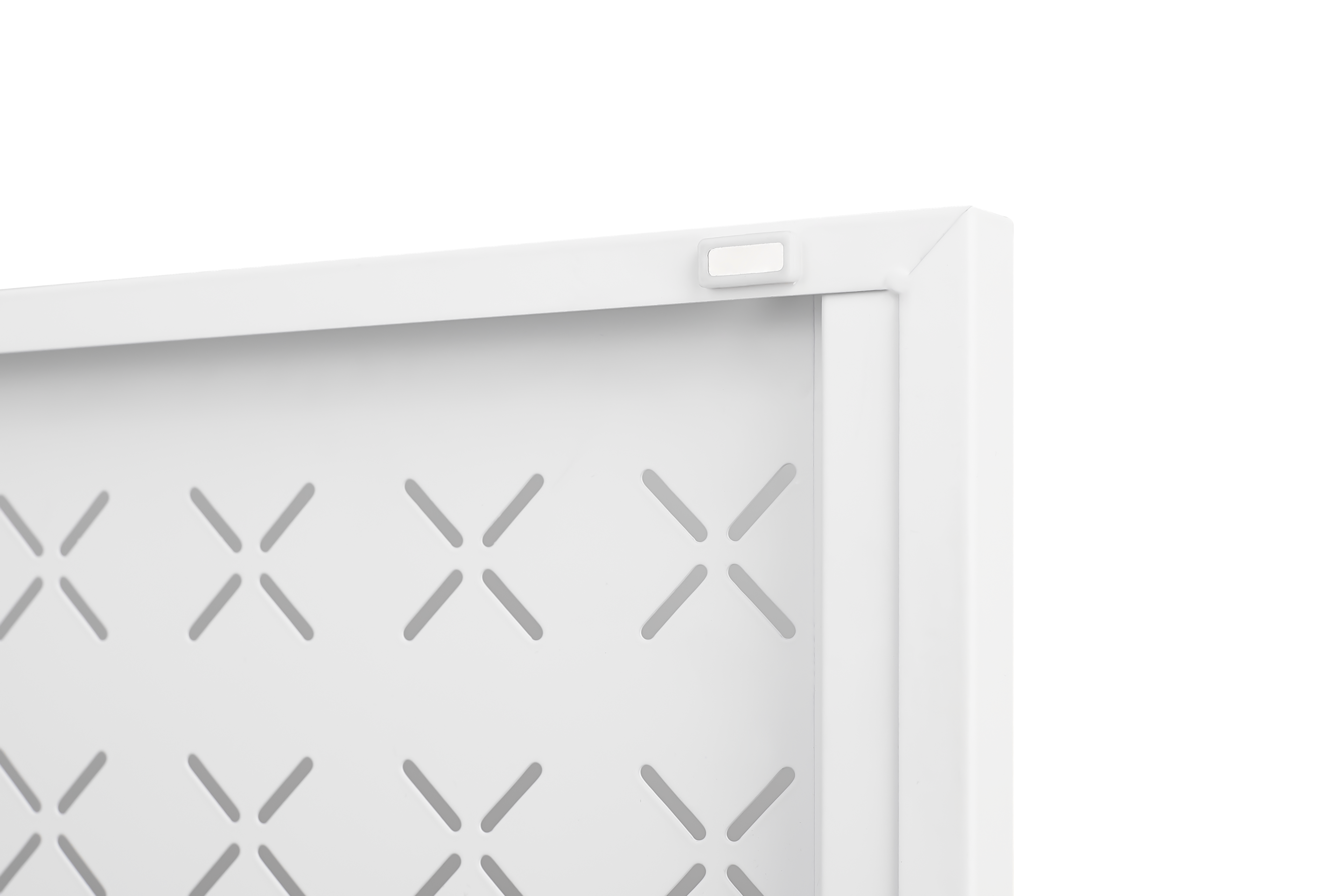 Alt View 2. GOODSILO - Grid Double Door Shoe Cabinet with Adjustable Shelves & Elevated Base - White.